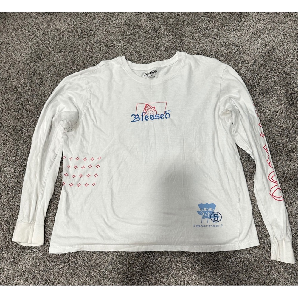 Brooklyn Cloth Blessed Praying Hands Long Sleeve Graphic Tee White XL Mens
